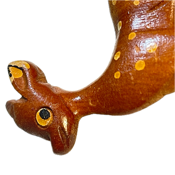 VTG 40s Hand Carved Brown Wooden Fawn Brooch 3”Lx2.5”W - Picture 5 of 11